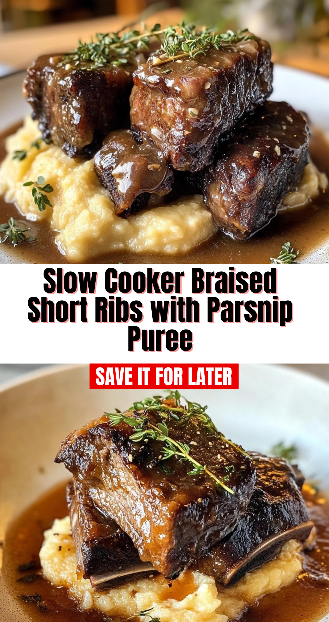 Slow Cooker Braised Short Ribs with Parsnip Puree