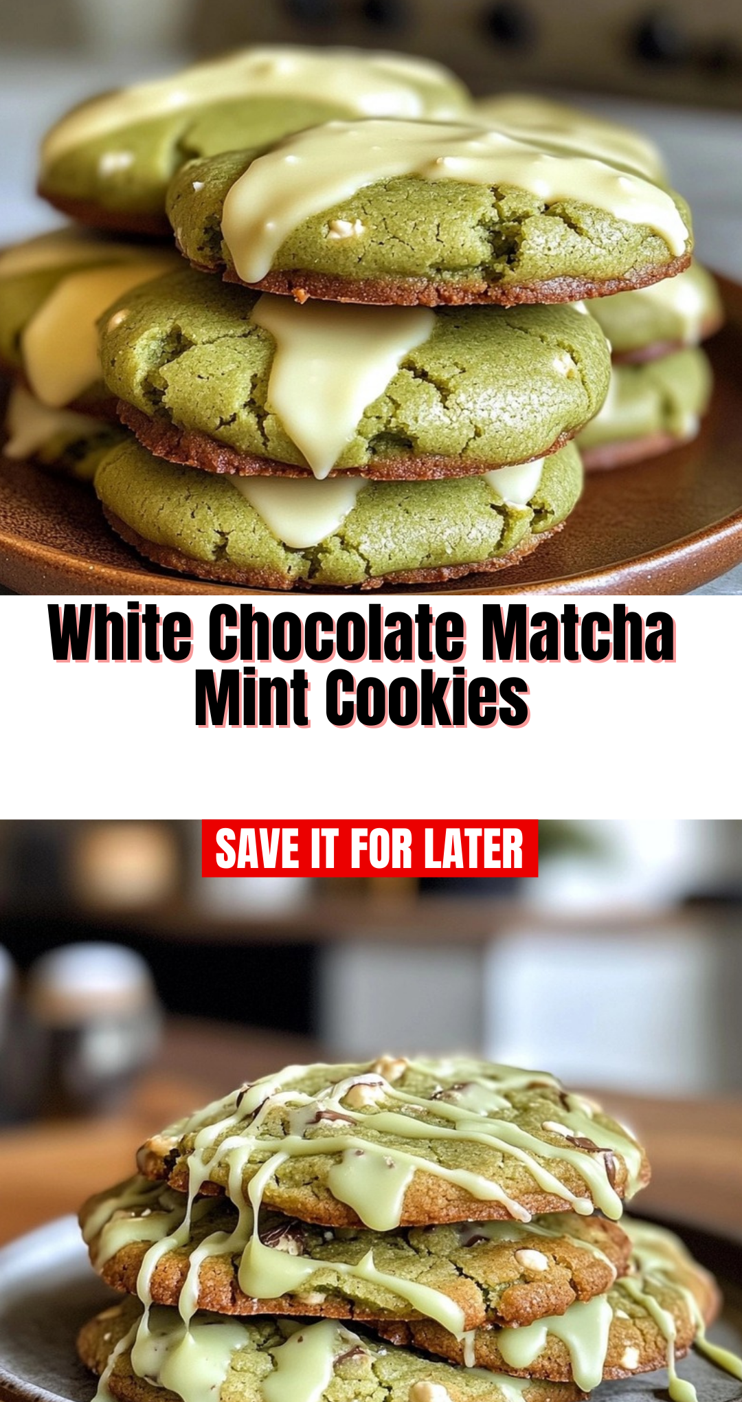 White Chocolate Matcha Mint Cookies