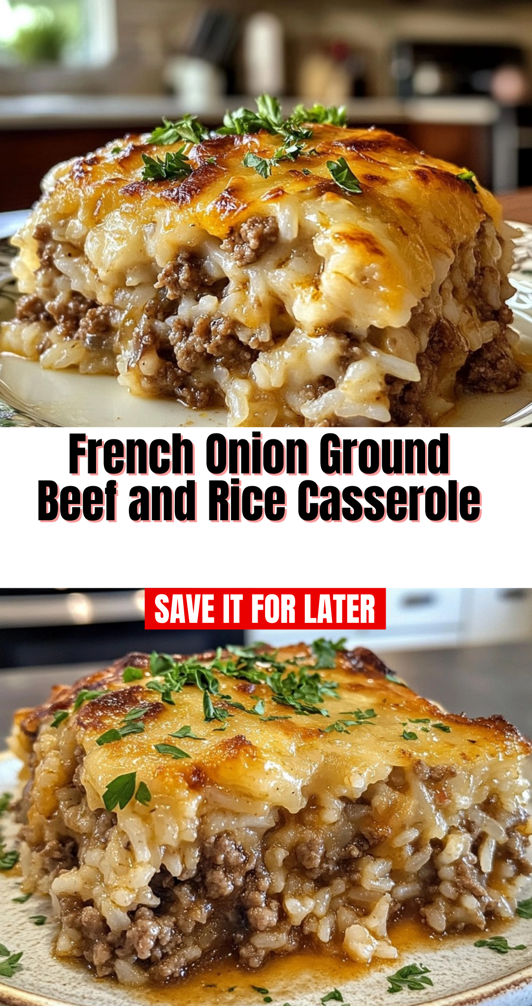 French Onion Ground Beef and Rice Casserole