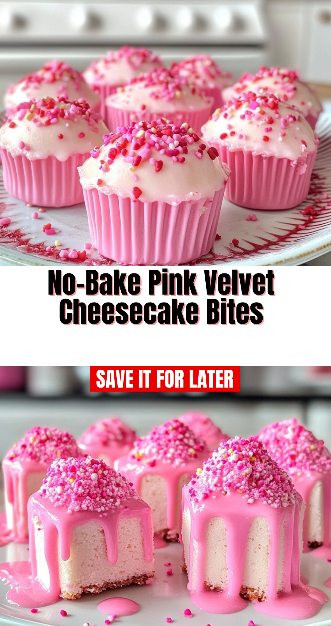 No-Bake Pink Velvet Cheesecake Bites