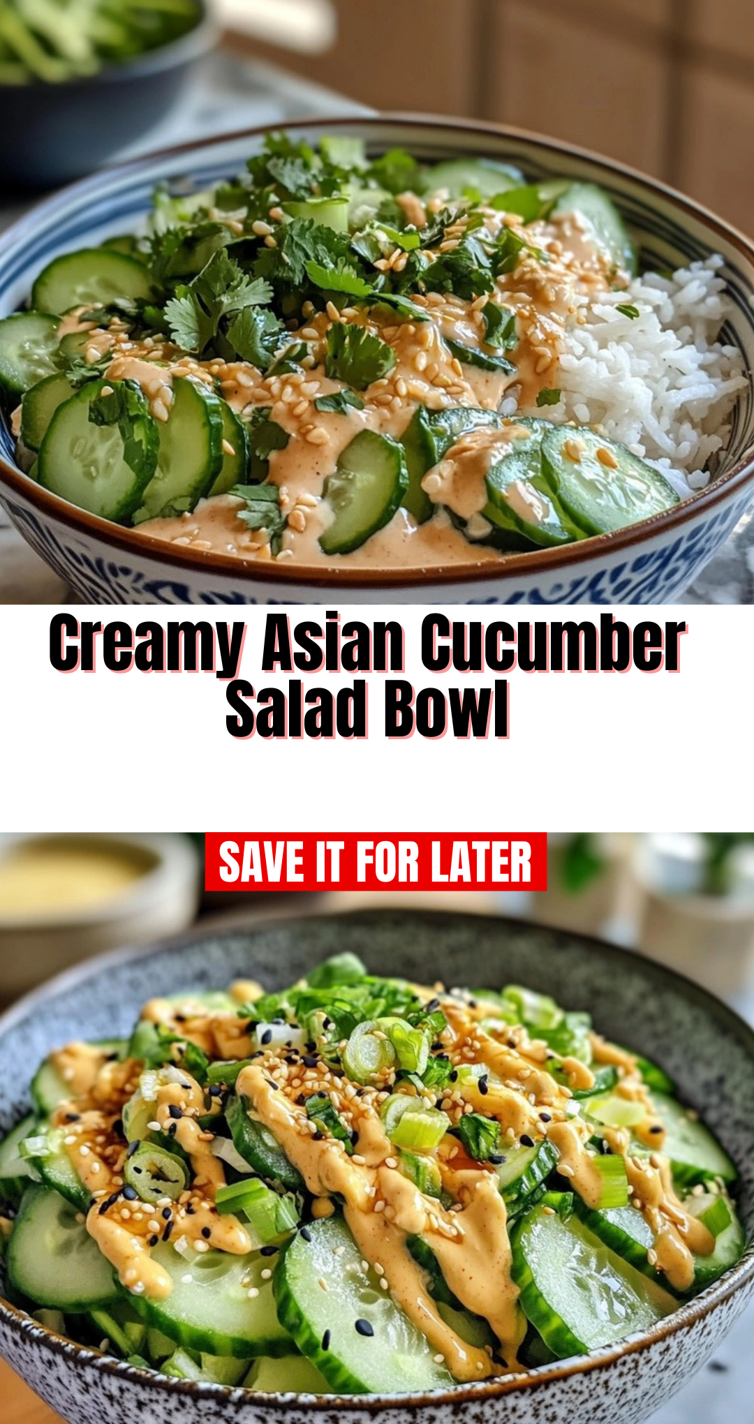 Creamy Asian Cucumber Salad Bowl