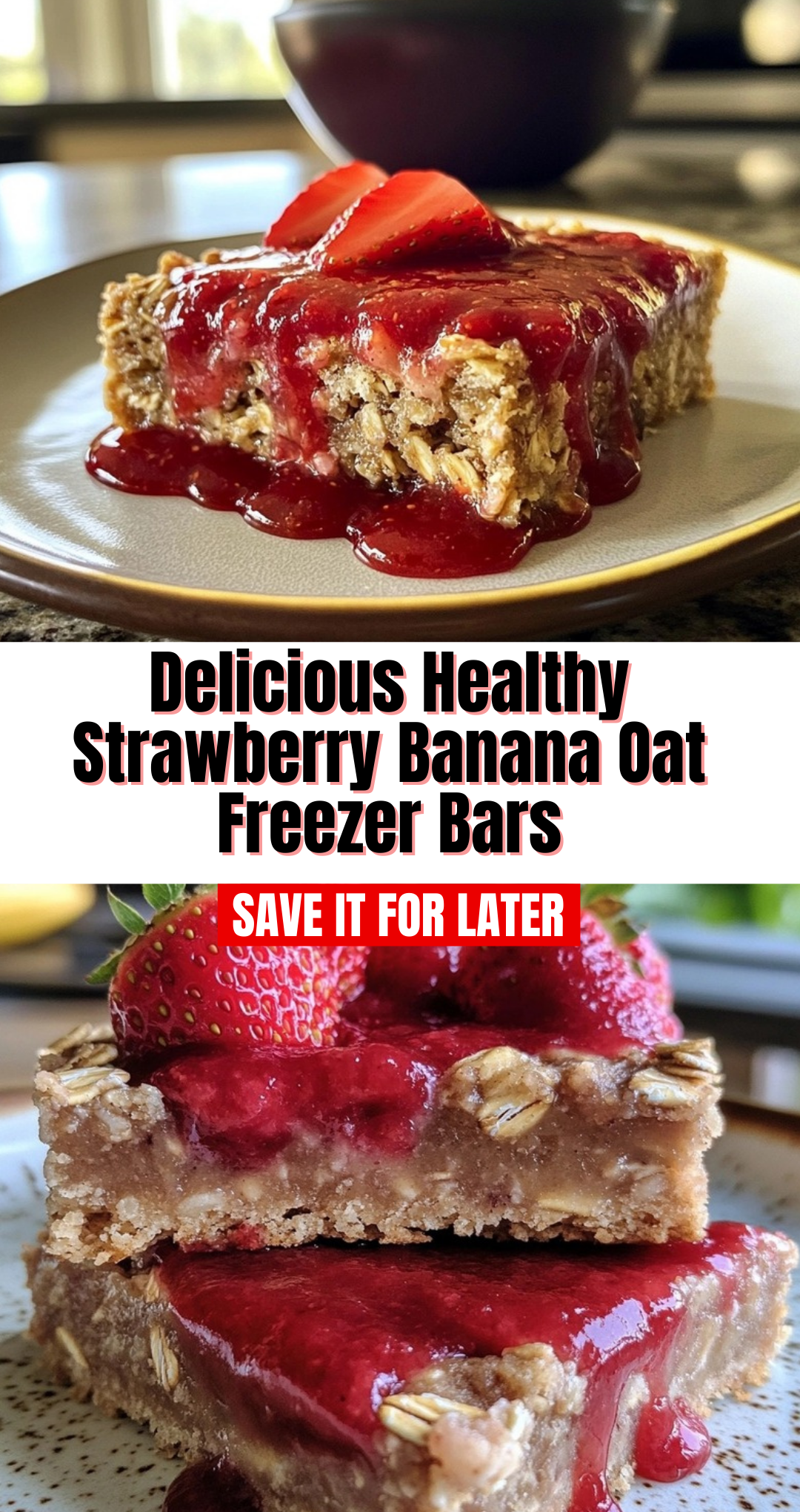 Delicious Healthy Strawberry Banana Oat Freezer Bars