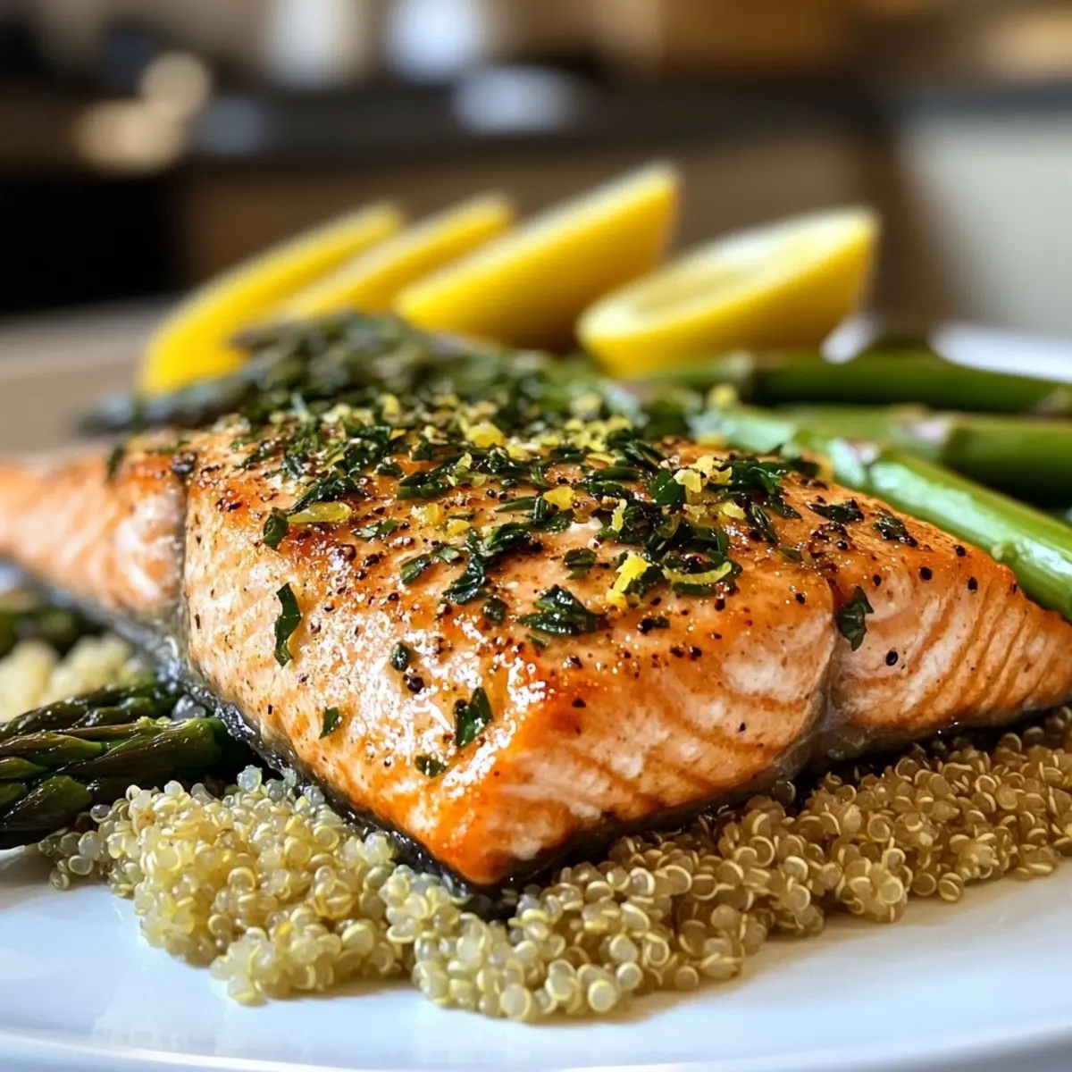 Lemon Herb Salmon with Quinoa & Asparagus