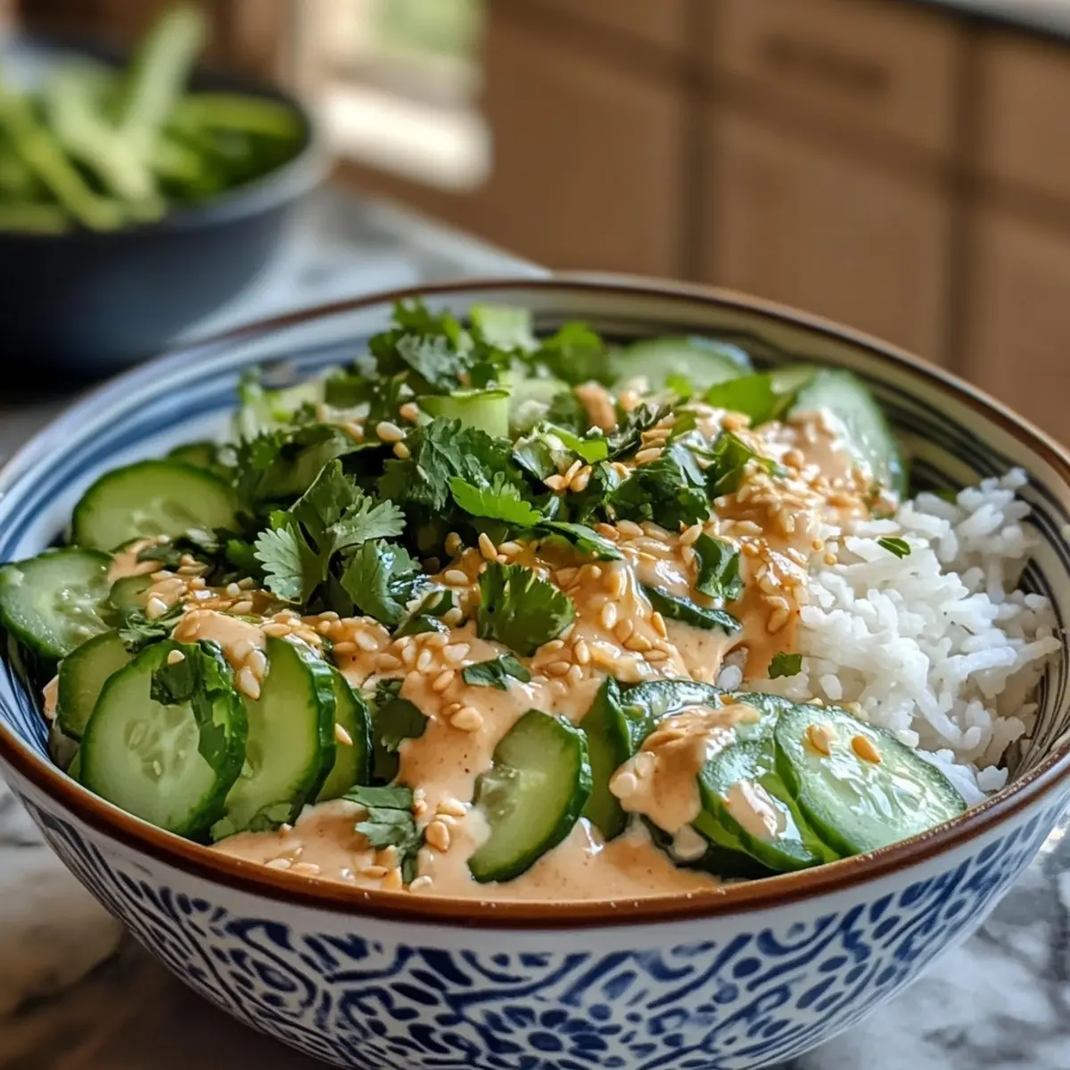 Creamy Asian Cucumber Salad Bowl