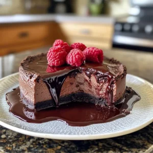 Easy Dark Chocolate Raspberry Cheesecake
