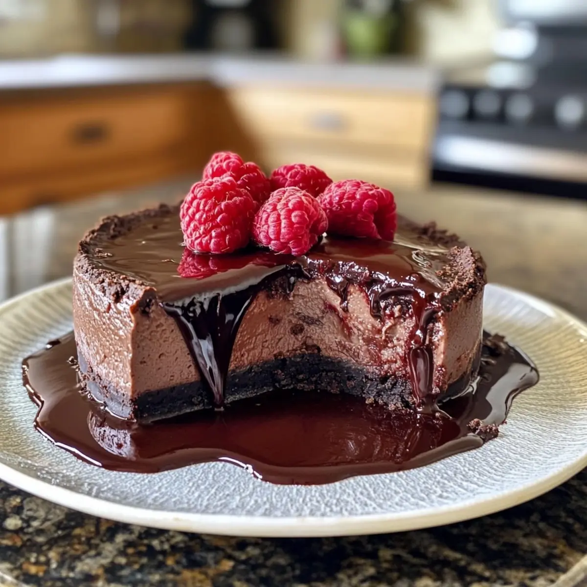 Easy Dark Chocolate Raspberry Cheesecake