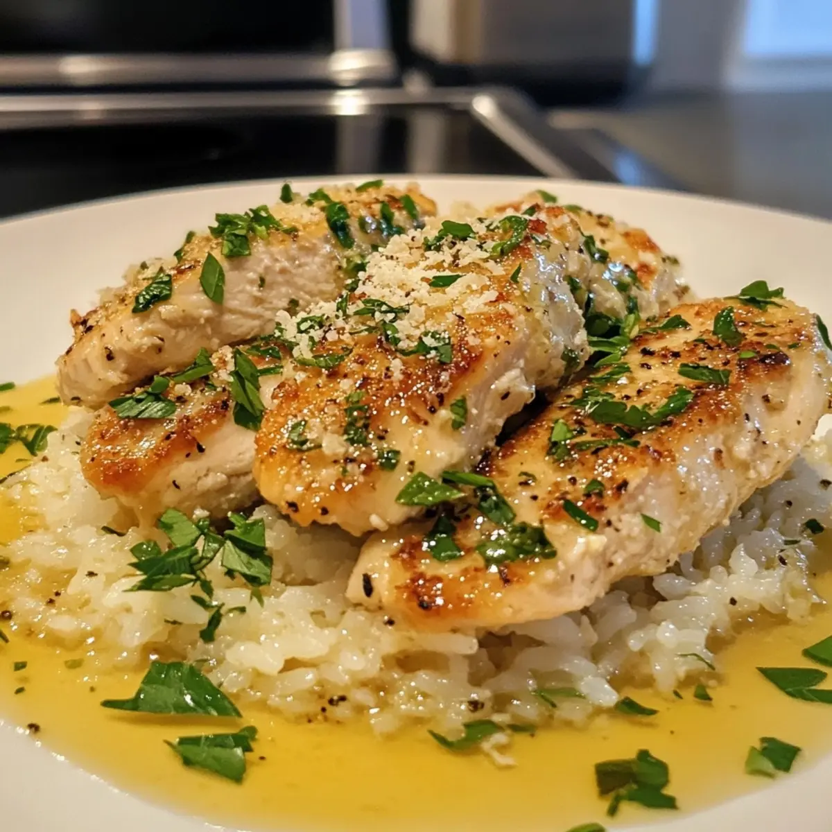 Easy Chicken Scampi with Parmesan Rice