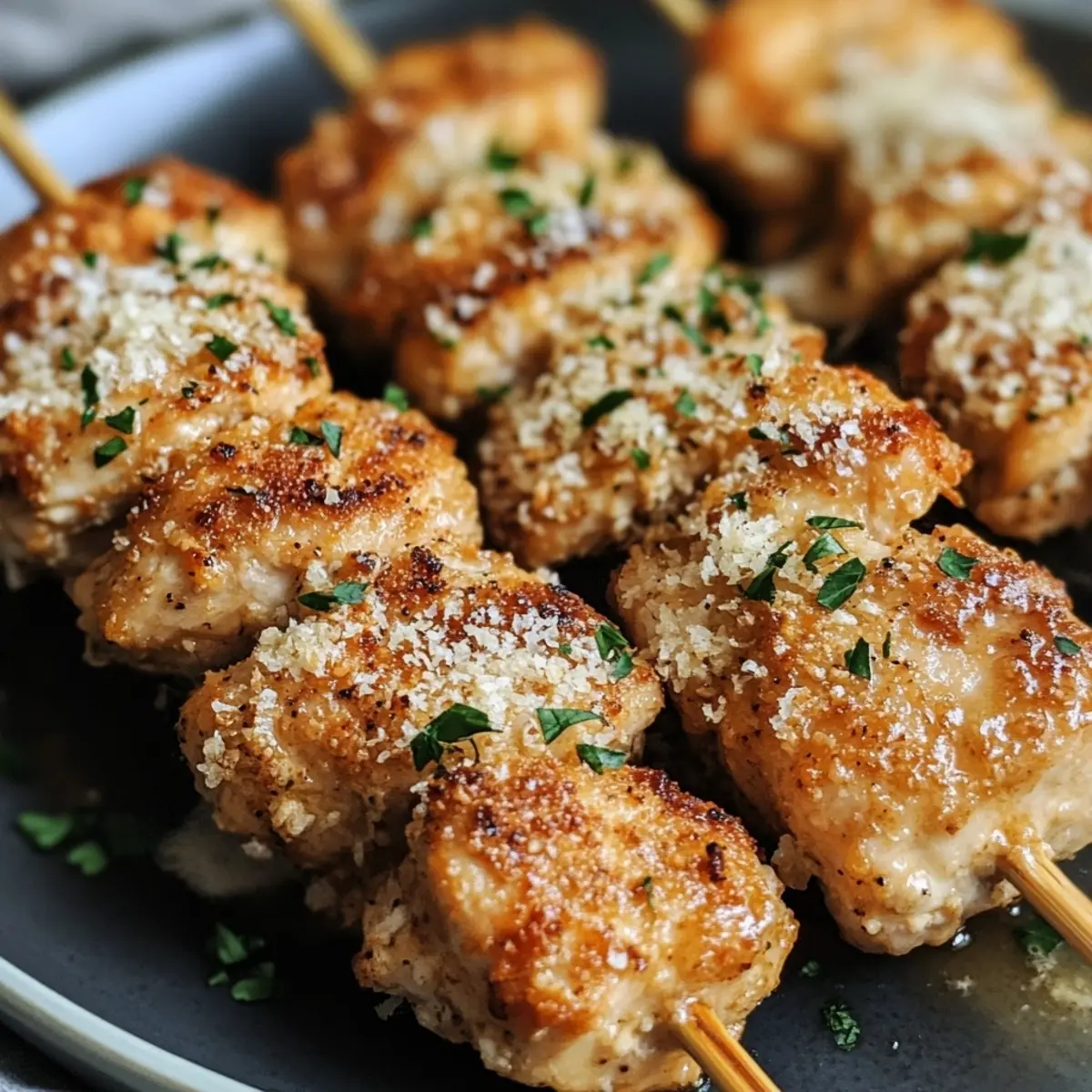 Air Fryer Garlic Parmesan Chicken Skewers