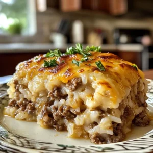 French Onion Ground Beef and Rice Casserole