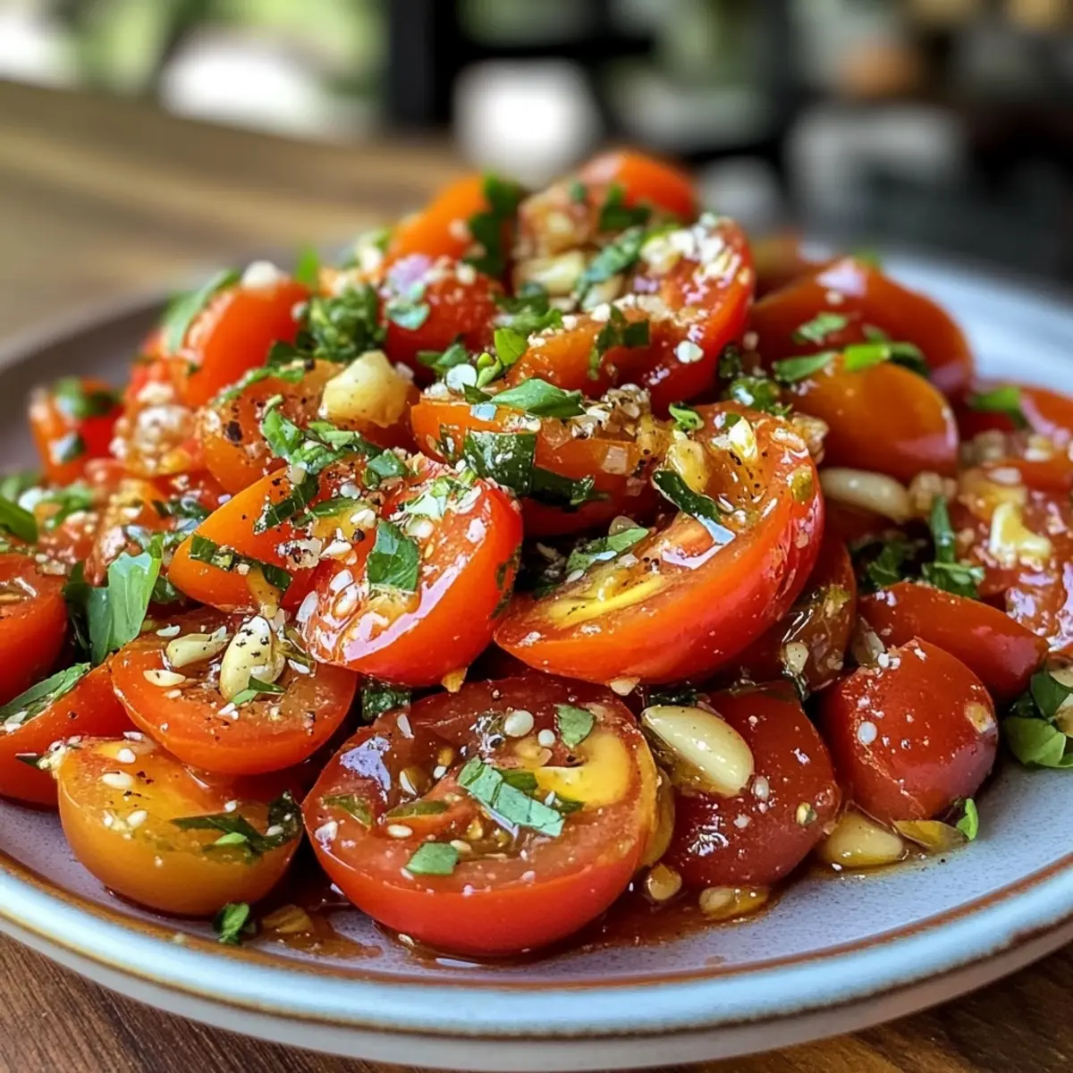 Tomato Garlic Salad Bursting With Flavor