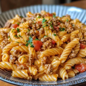 Creamy Rotel Pasta with Ground Beef