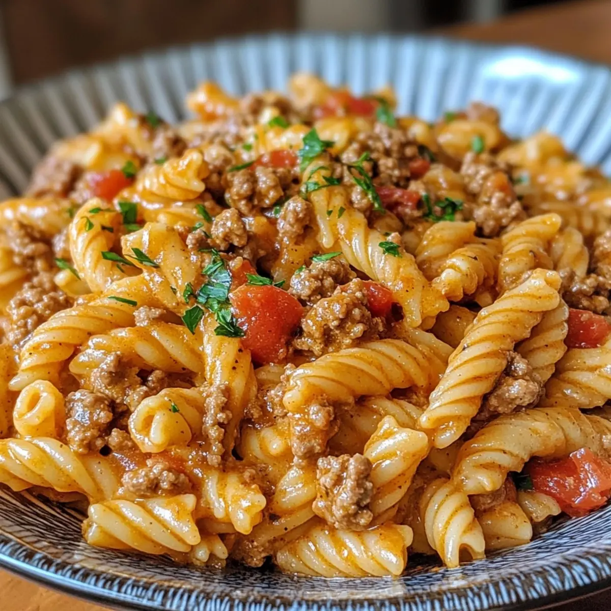 Creamy Rotel Pasta with Ground Beef
