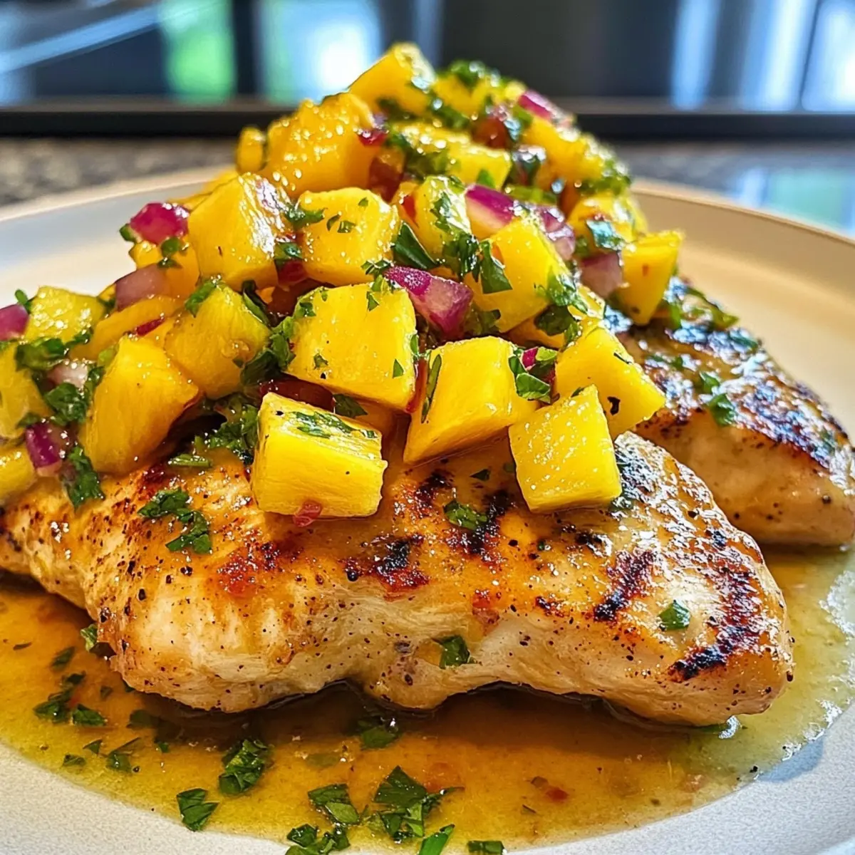 Lemon Ginger Chicken with Pineapple Mango Salsa