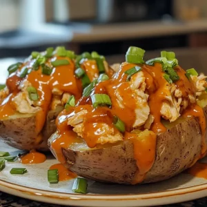 Loaded Buffalo Chicken Baked Potatoes Tonight