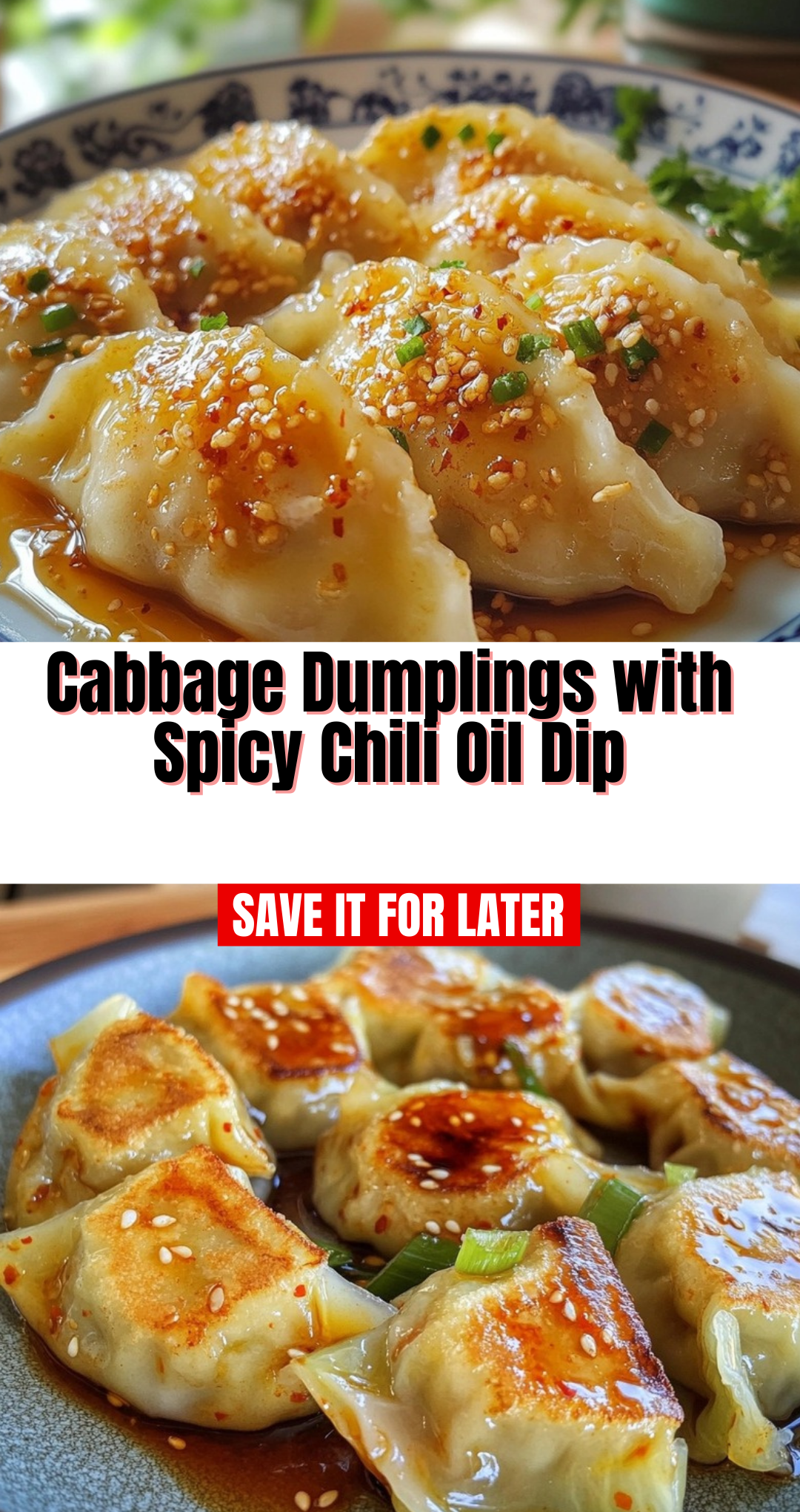 Cabbage Dumplings with Spicy Chili Oil Dip