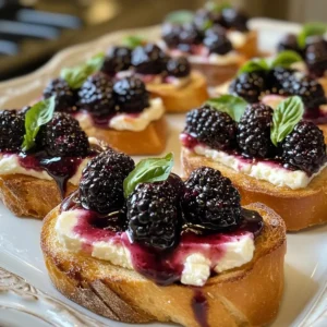 Baked Feta and Blackberry Crostini