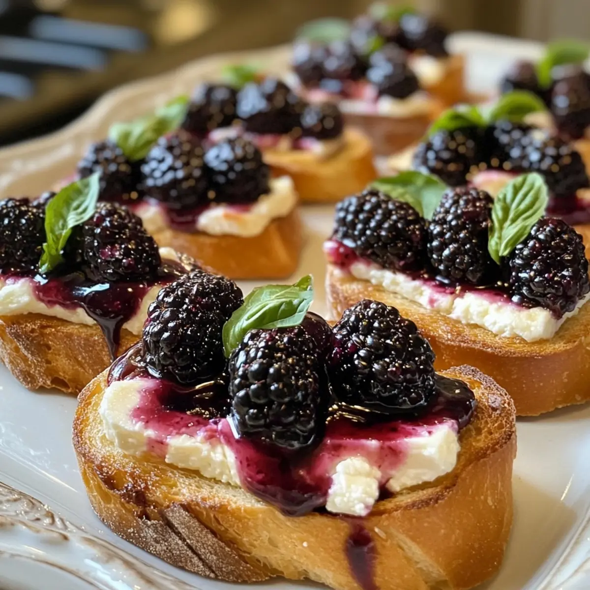 Baked Feta and Blackberry Crostini