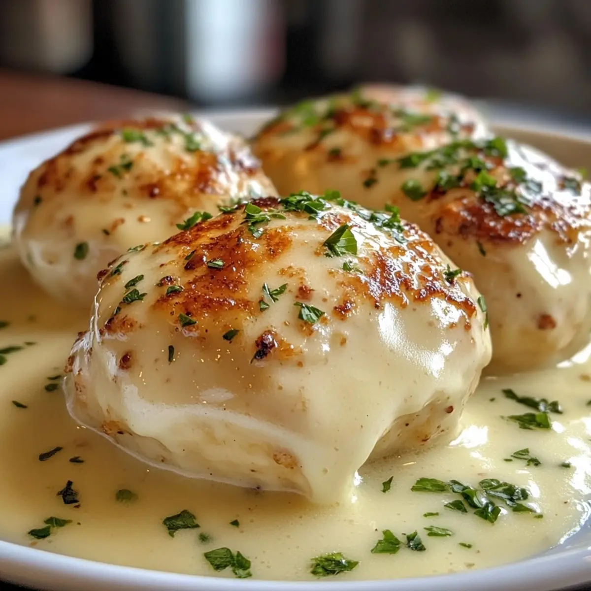 Decadent Chicken Pillows with Garlic Parmesan Sauce