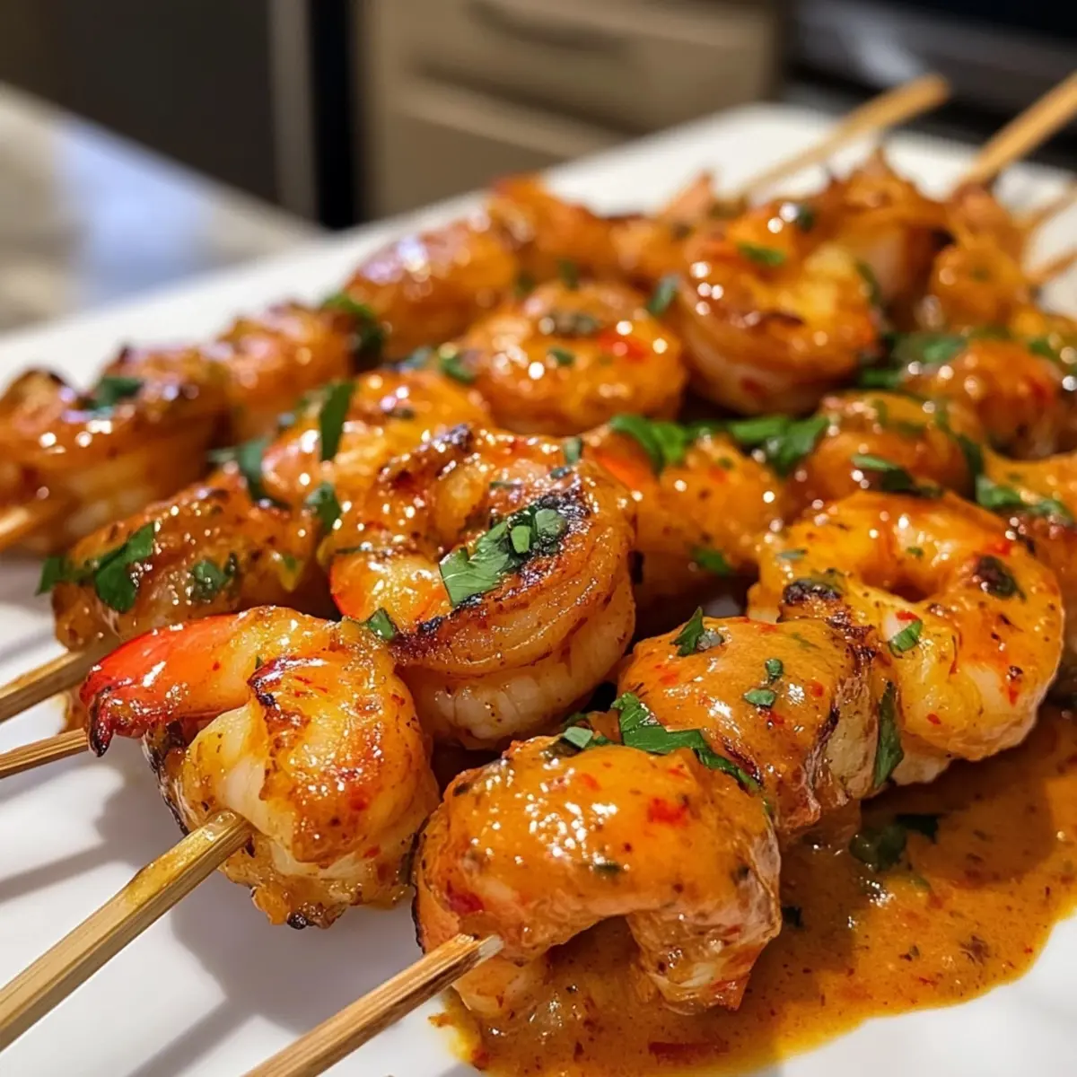 Thai Red Curry Shrimp Skewers