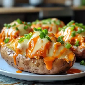 Loaded Buffalo Chicken Baked Potatoes Tonight