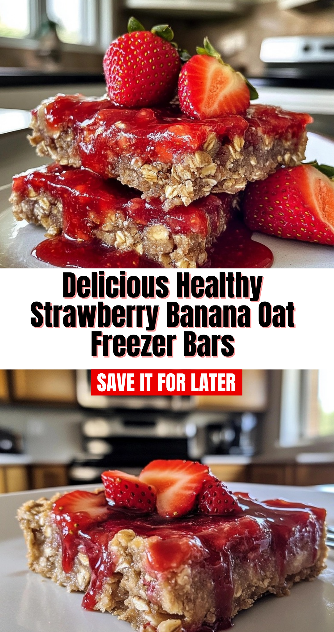 Delicious Healthy Strawberry Banana Oat Freezer Bars