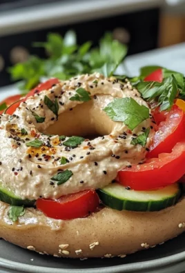 Irresistible Creamy Bagel with Baba Ganoush & Fresh Vegetables