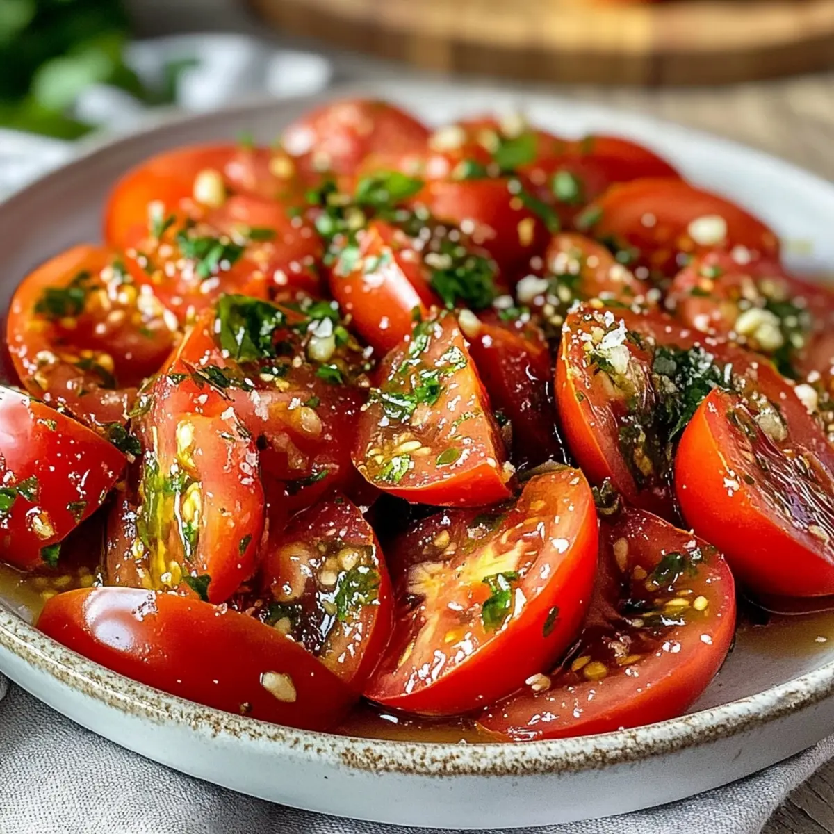 Tomato Garlic Salad Bursting With Flavor